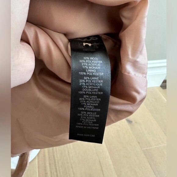 ASOS Wool Mohair Blend Camel Long Peacoat – Size 0 (Oversized Fit) - Picture 5 of 7